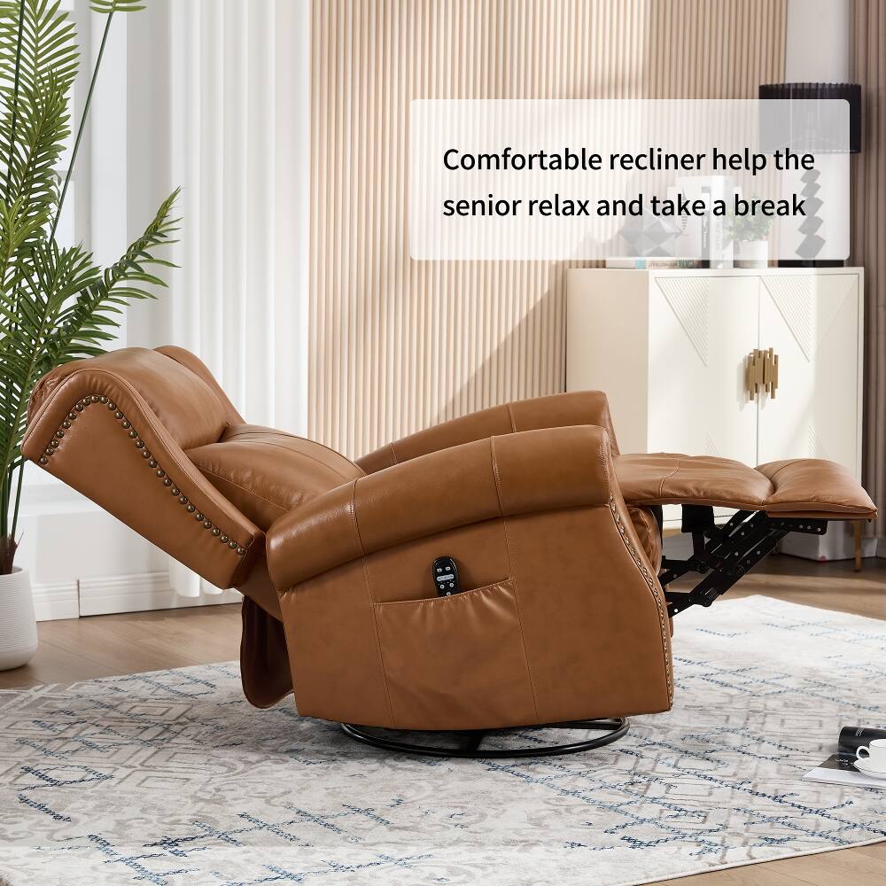 Comfortable recliner helps the senior relax and take a break