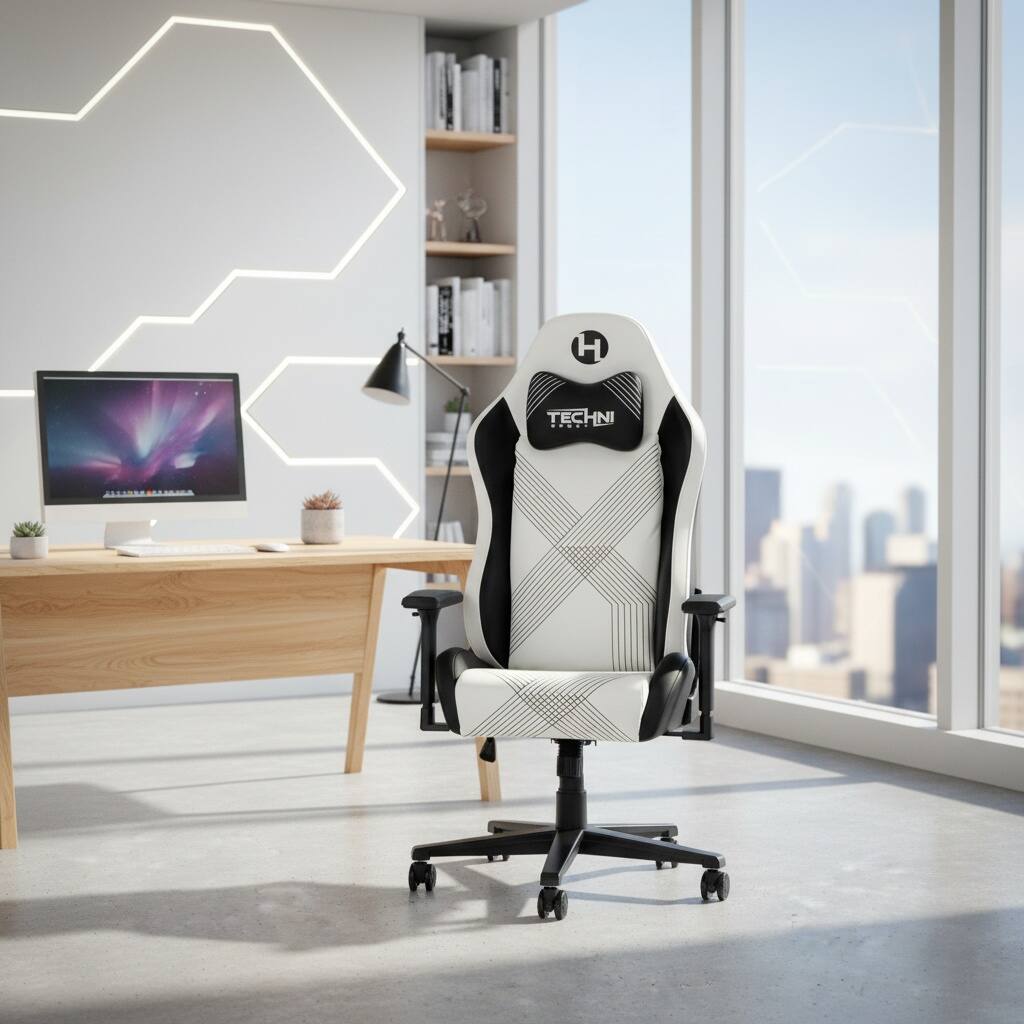 Alt View 6. Forest'nSky - Sport Comfort Edge White Gaming Chair, Ergonomic High-Back Racing Style PC Seat - White.