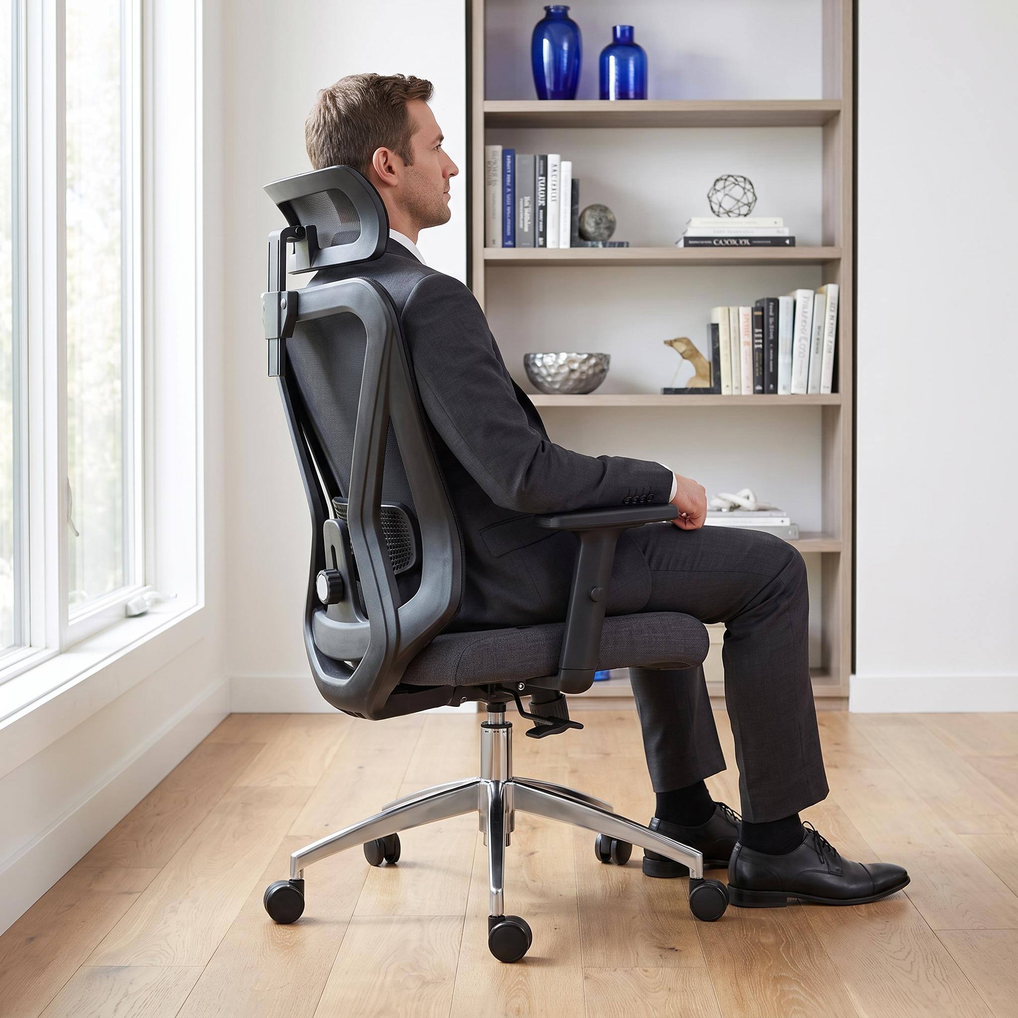 Alt View 8. Forest'nSky - Black High Back Executive Sport Race Office Chair with Flip-Up Arms - Black.