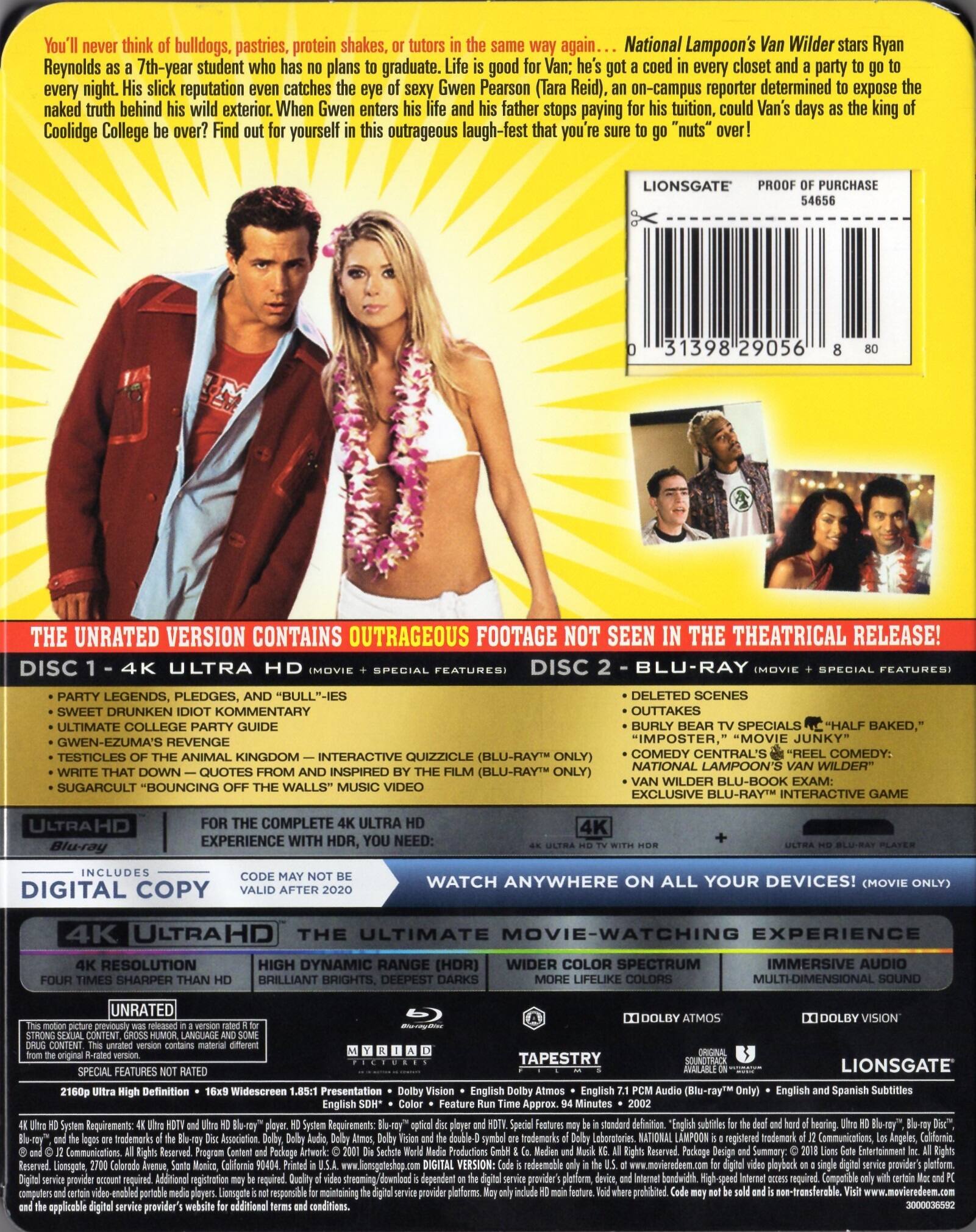 Alt View 1. National Lampoon's Van Wilder   - 4K Blu-Ray.