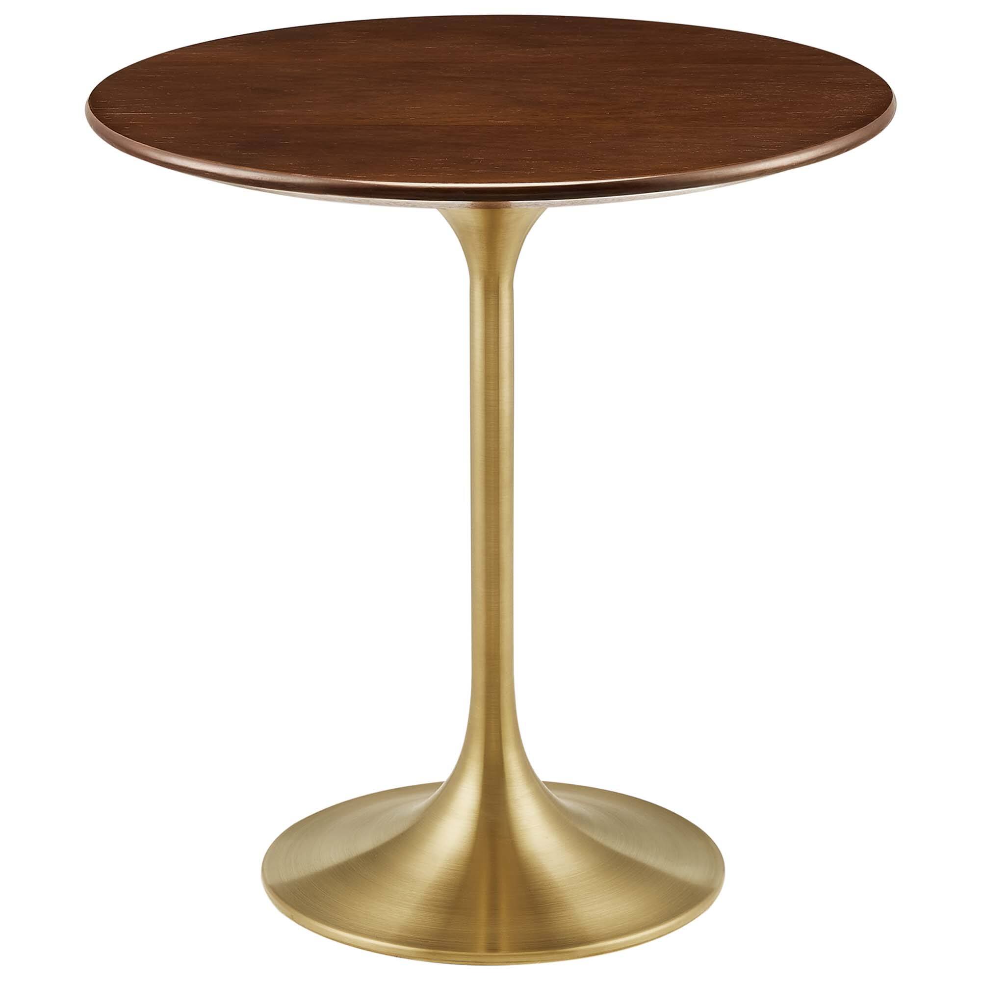 Angle. Modway - Lippa Round Wood Side Table - Gold Walnut.