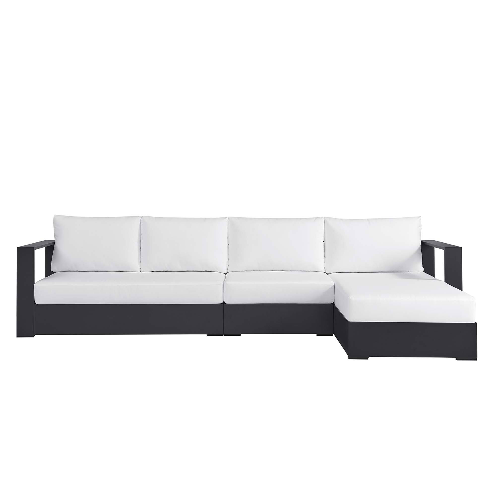 Alt View 2. Modway - Tahoe 3-Piece Outdoor Powder-Coated Aluminum Right-Facing Chaise Sectional Sofa Set - Gray White.