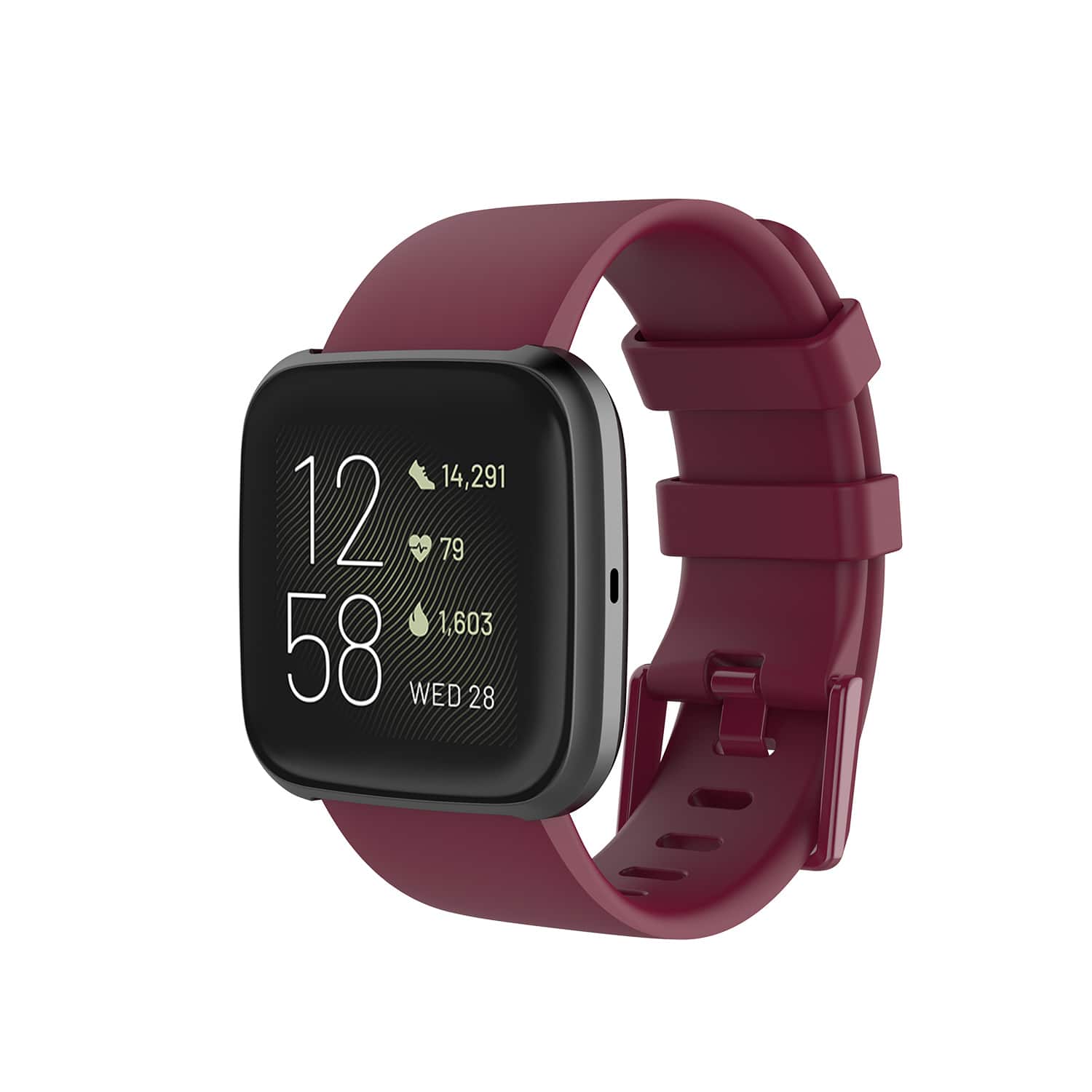 StrapsCo - Classic Active Band Silicone Rubber Watch Strap For Fitbit Versa & Versa 2 (Short-Medium) - Sangria Purple price history on PriceWatchPro