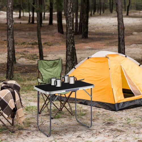 Alt View 5. Winado - 2.3FT Portable Folding Camping Table Aluminum with Carrying Handle Lightweight for Indoor Outdoor Party Picnic Camping - Black.