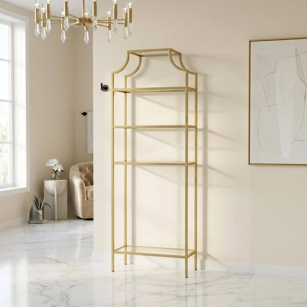 Angle. FurniFact - Soft Gold Space Saver Bathroom Vanity with Anti-Tip Hardware - Soft Gold.