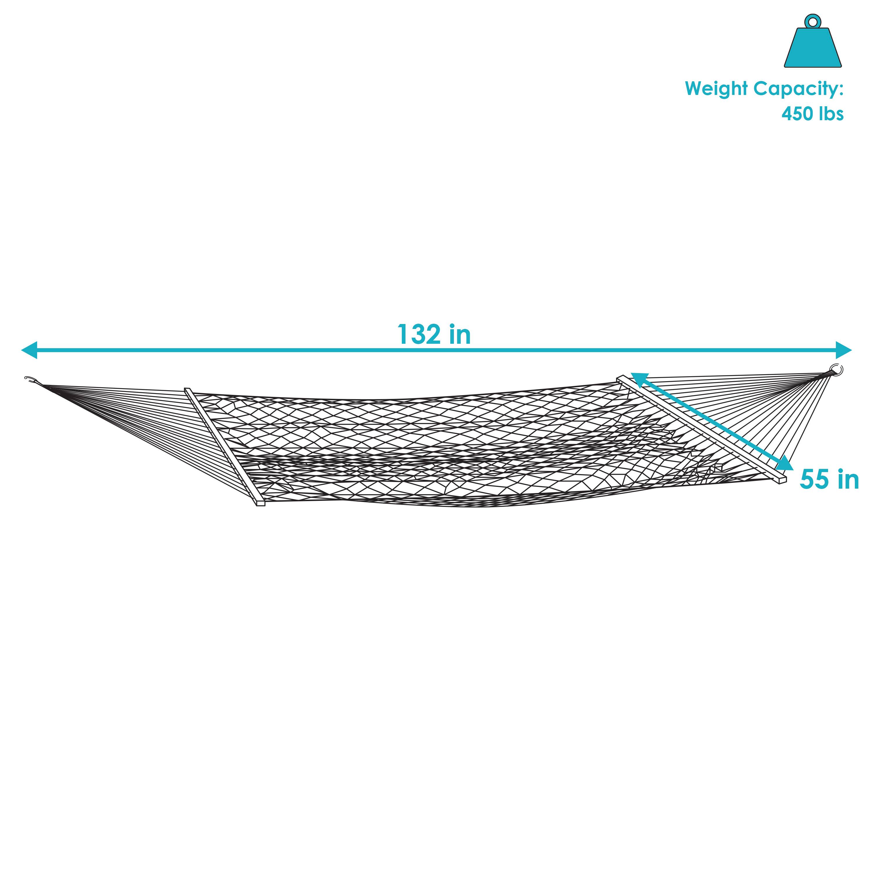 Weight Capacity: 450 lbs  
132 in  
55 in