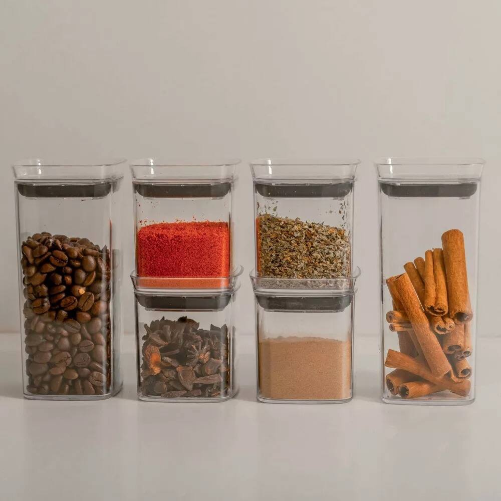 Alt View 9. OU - OU Airtight Food Storage Container 8pc (set of 4) Stackable Plastic Container with Leak Proof Lid - Clear.