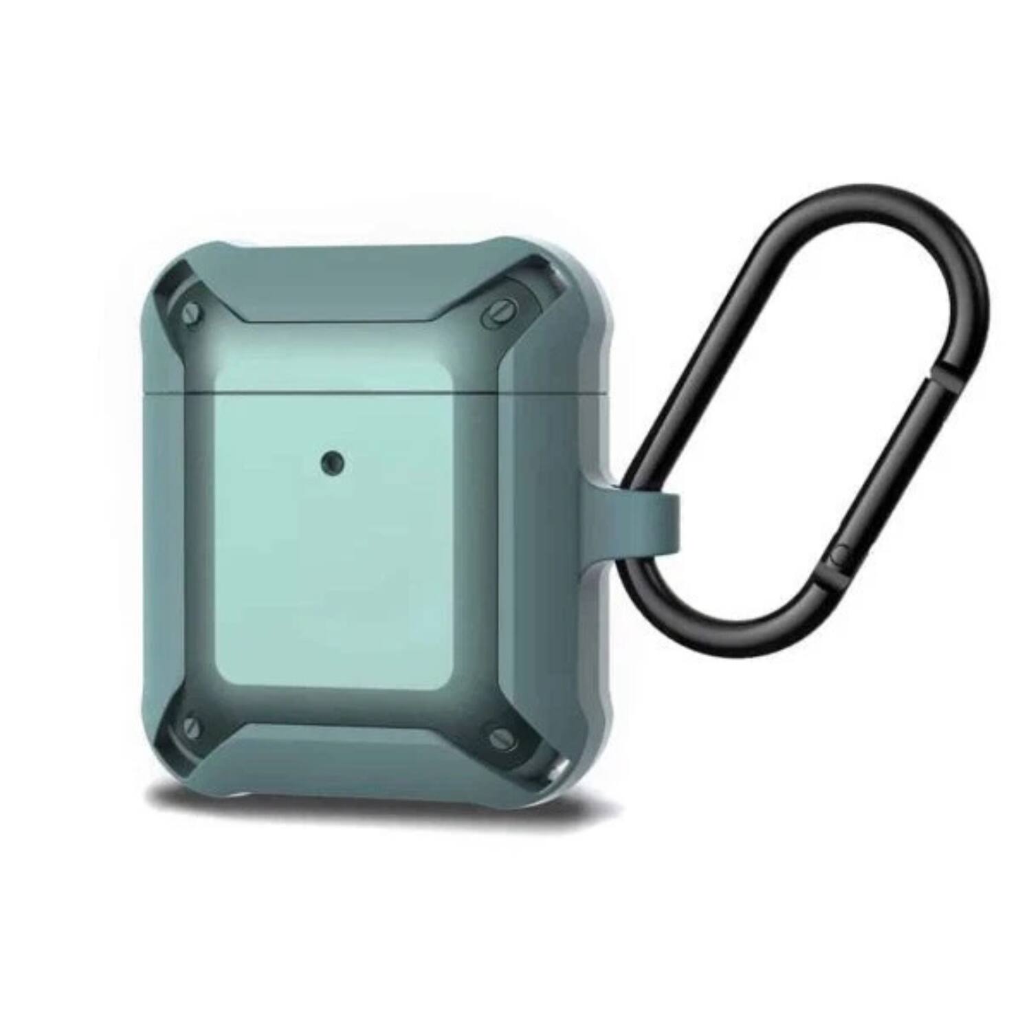 Front. Home Collection - Shockproof AirPods Case Cover with Keychain - AirPods 1st / AirPods 2nd Grey+Green.