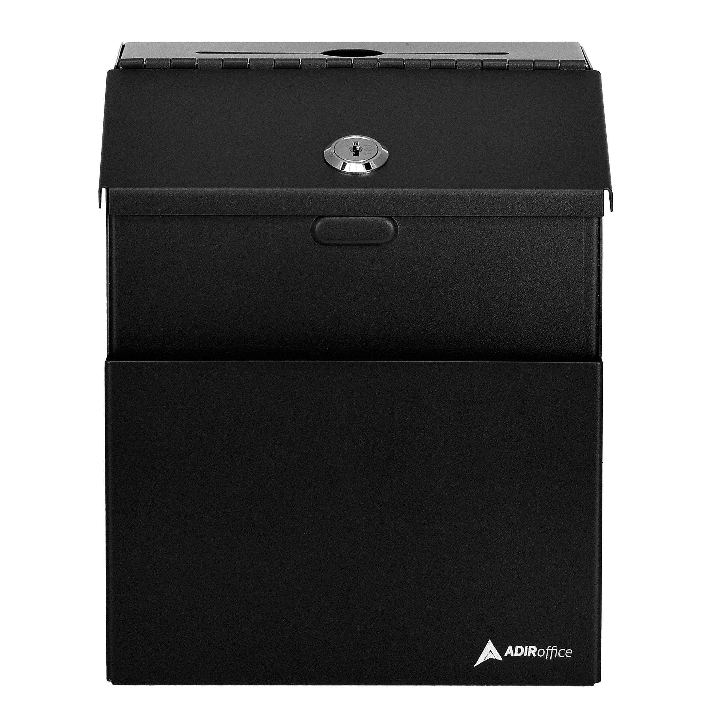 Alt View 7. AdirOffice - Steel Wall Mount Suggestion Box with Cards and Keys - Black.