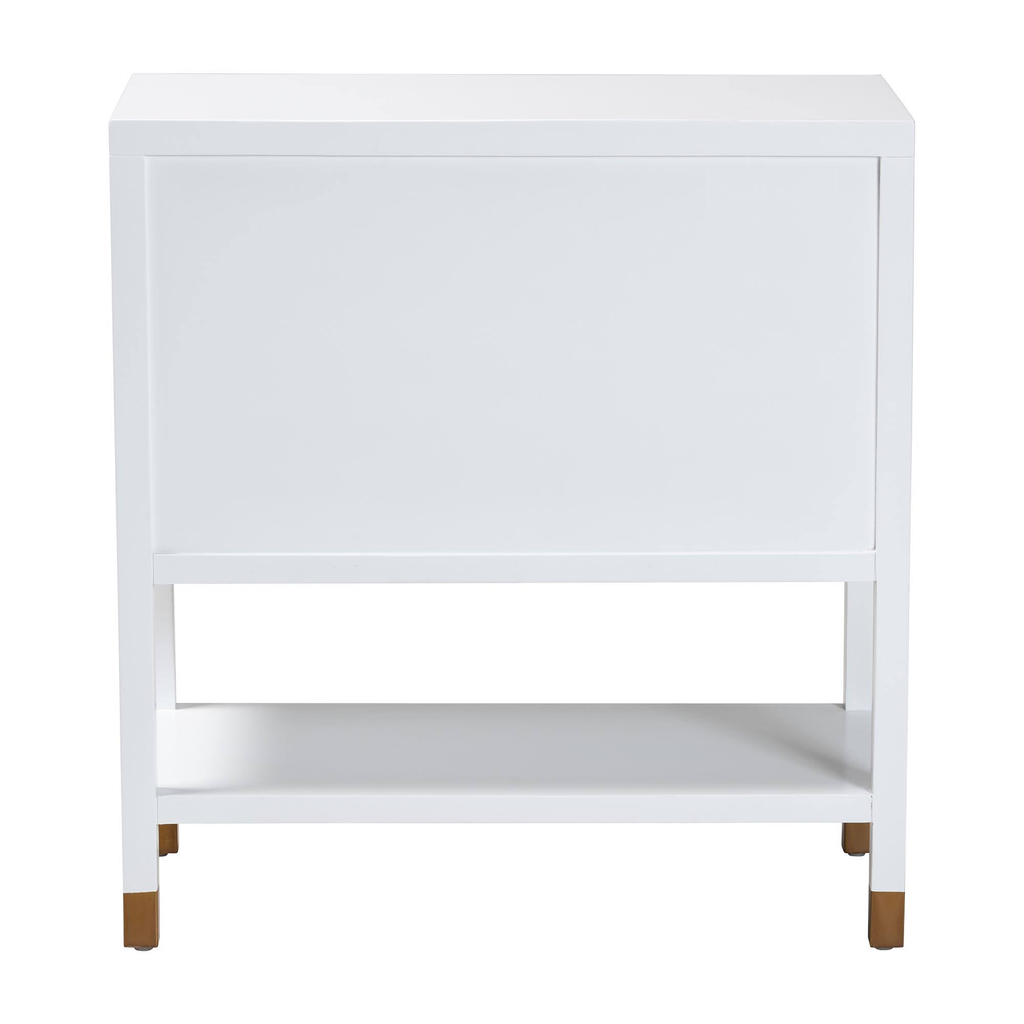 Alt View 1. bali & pari - Aiden Fluted Sideboard -  2-Door Accent Storage Cabinet with Open Shelf and Raised Legs - White/Brass/Black.