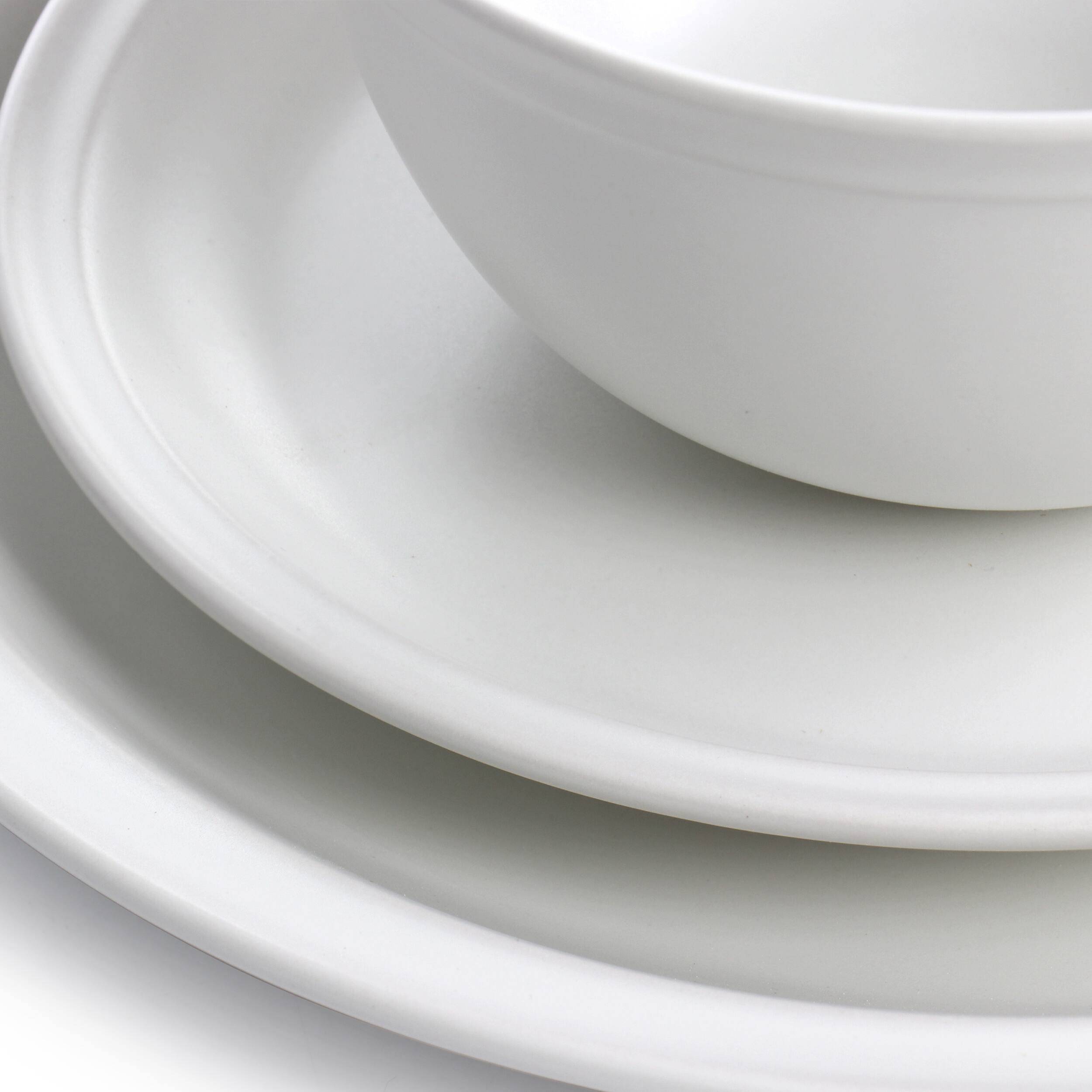 Alt View 5. Gibson - Gibson Home Siam 12 Piece Round Stoneware Dinnerware Set in White - White.