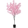 Front. Costway - Costway 6.5 FT 1 PCS Tall Artificial Cherry Blossom Tree with 900 Pink Flowers Cement-filled - Pink.