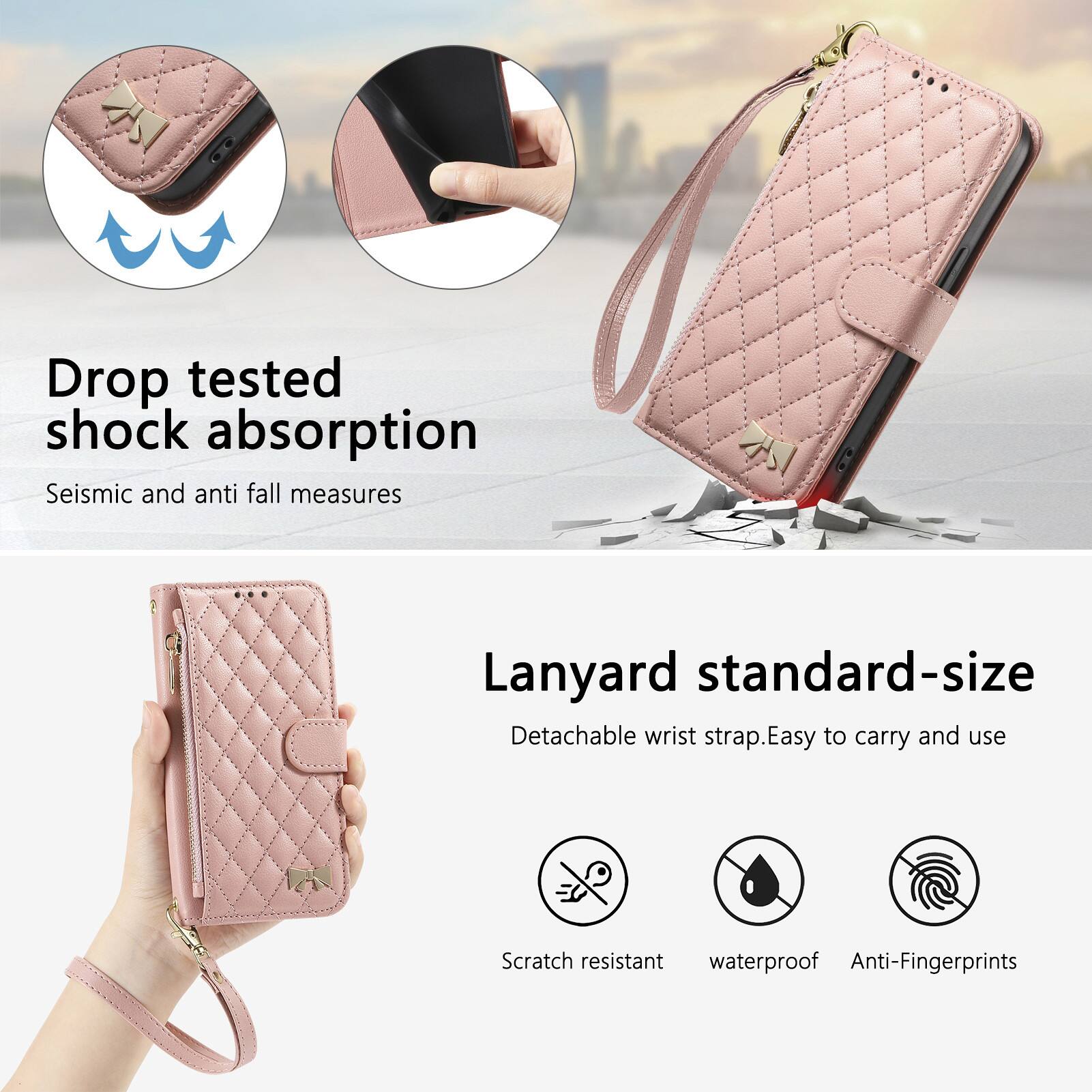 Drop tested shock absorption  
Seismic and anti fall measures  

Lanyard standard-size  
Detachable wrist strap. Easy to carry and use  

Scratch resistant  
Waterproof  
Anti-Fingerprints