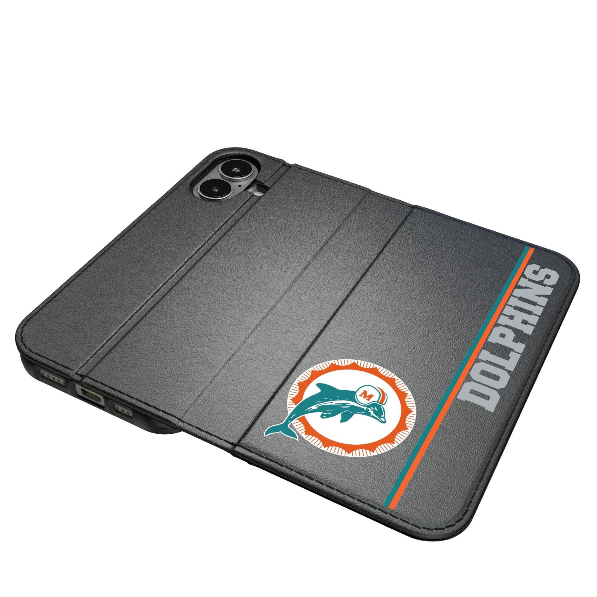 Alt View 3. Keyscaper - Miami Dolphins iPhone Folio 2.0 Case - 17 Pro Max - Black.