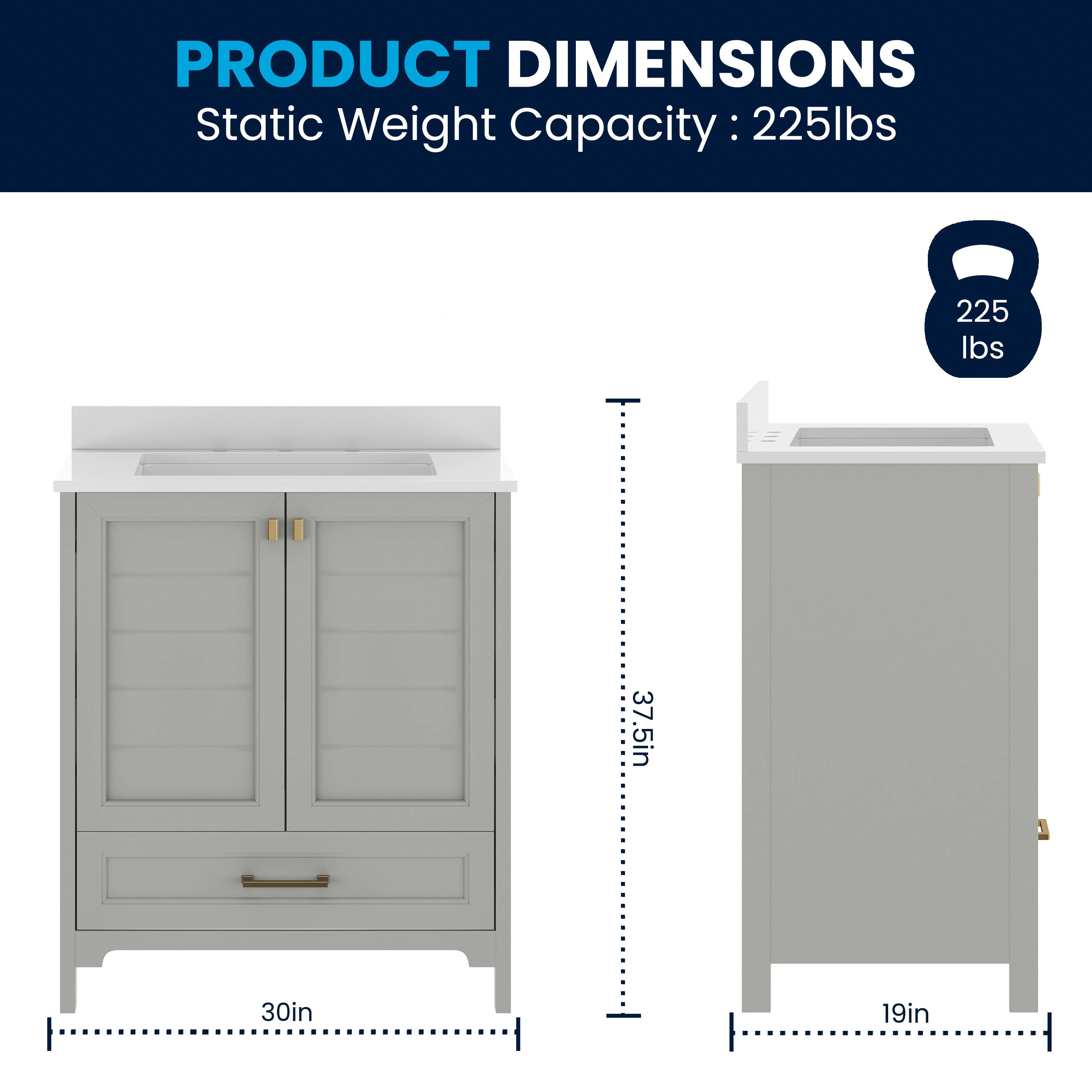 PRODUCT DIMENSIONS  
Static Weight Capacity: 225lbs  
37.5in  
30in  
19in