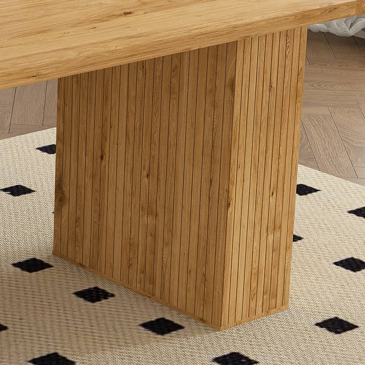 Alt View 9. Loheer - Loheer 78 Inch Dining Table for 6, Modern Farmhouse Rectangular Oak Wood Veneer Table with Storage Base - Oak.