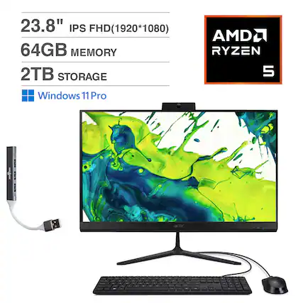 23.8" IPS FHD (1920*1080)
64GB MEMORY
2TB STORAGE
Windows 11 Pro
AMD RYZEN 5