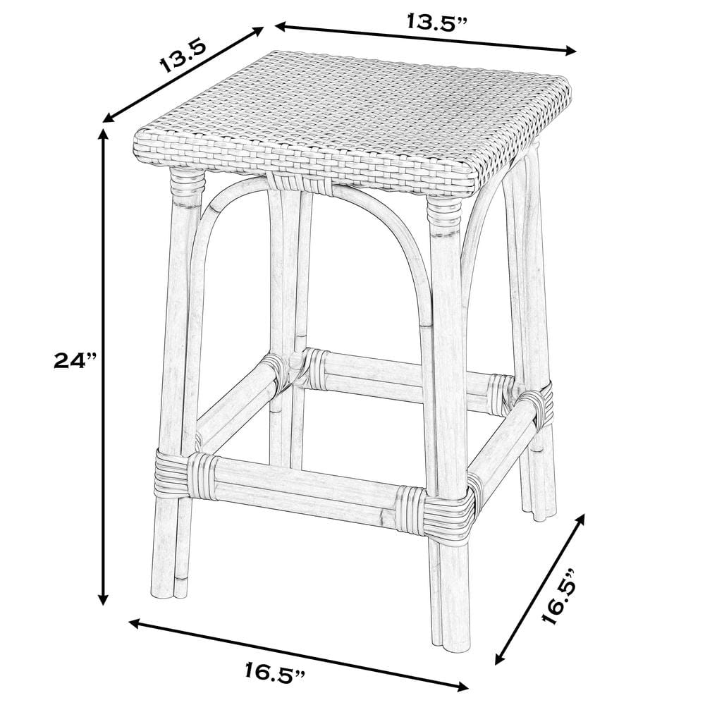 Butler Specialty - Riviera Square 24"H Rattan Counter Stool - Black And White