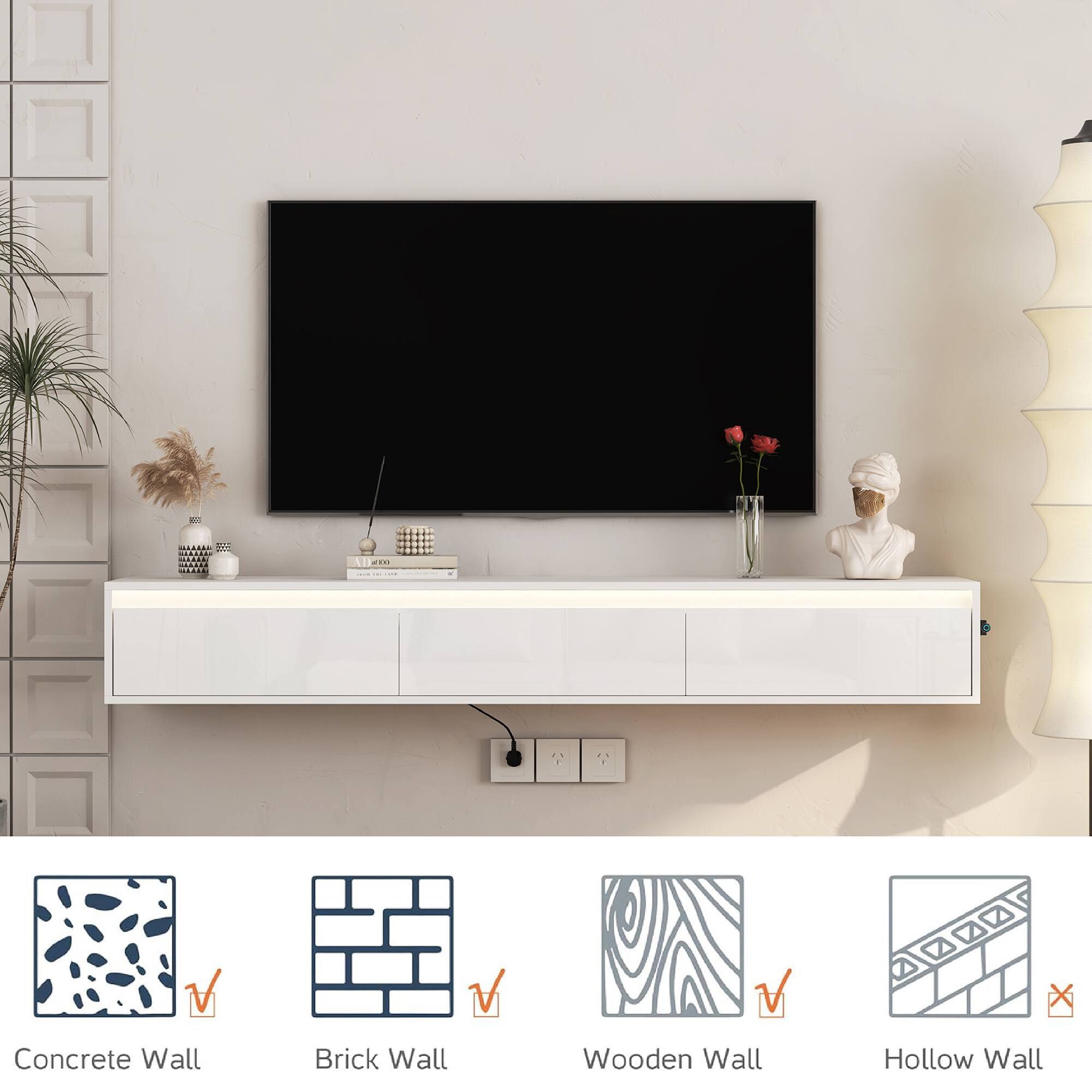 【あ】WALL TV STAND HIGH TYPE ホワイト WALL INTERIOR TVSTAND V2 HIGH TYPE | EQUALS（イコールズ）
