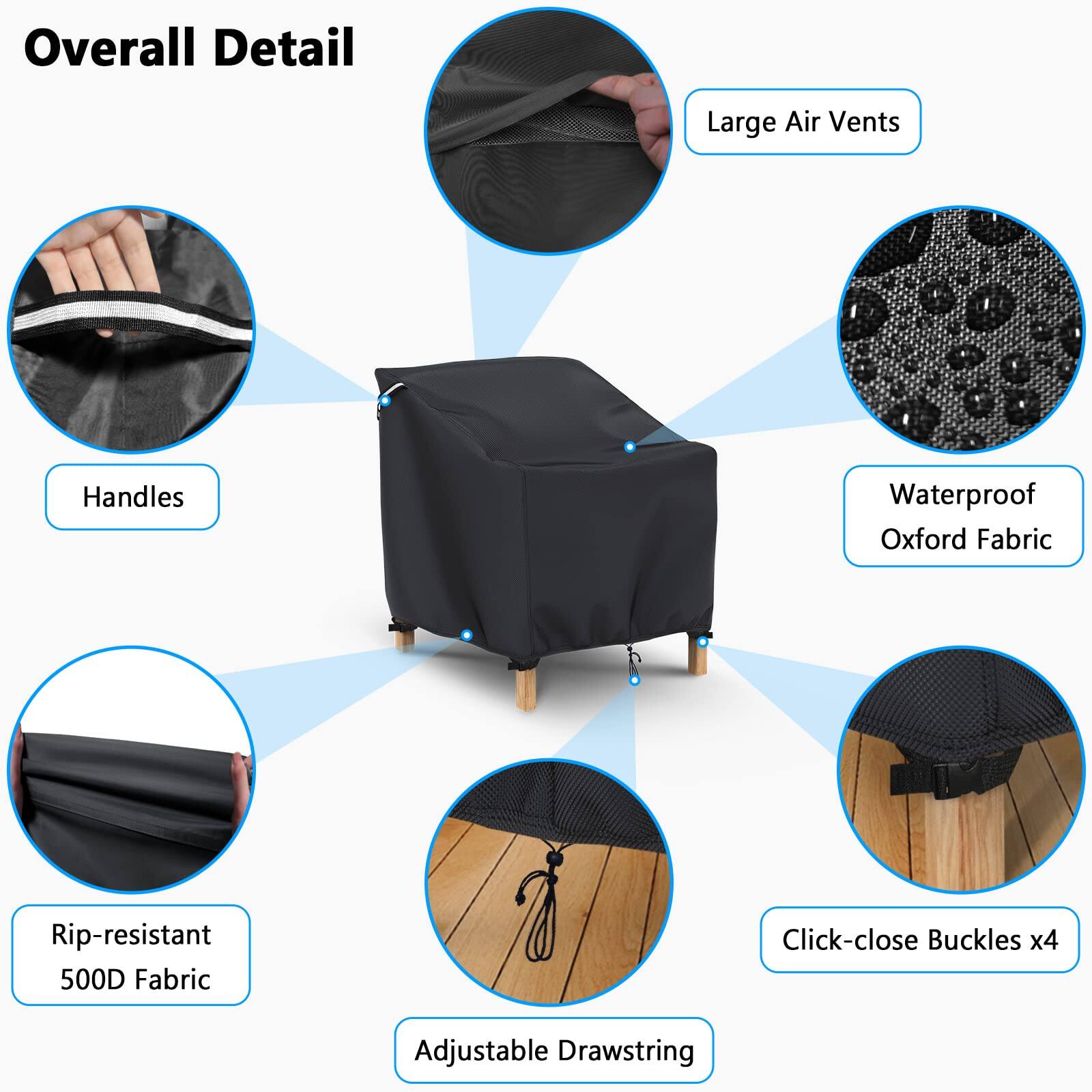 Overall Detail

- Handles
- Large Air Vents
- Waterproof Oxford Fabric
- Rip-resistant 500D Fabric
- Click-close Buckles x4
- Adjustable Drawstring