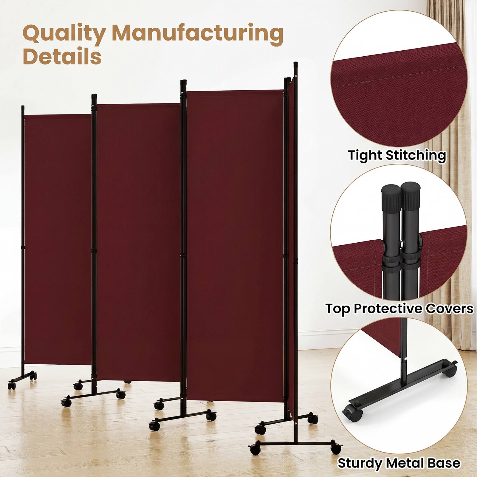 Quality Manufacturing Details  
Tight Stitching  
Top Protective Covers  
Sturdy Metal Base