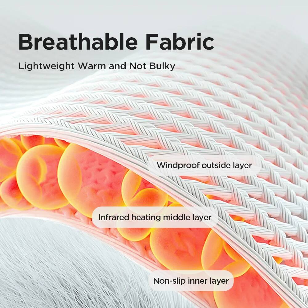 Breathable Fabric  
Lightweight Warm and Not Bulky  

Windproof outside layer  
Infrared heating middle layer  
Non-slip inner layer