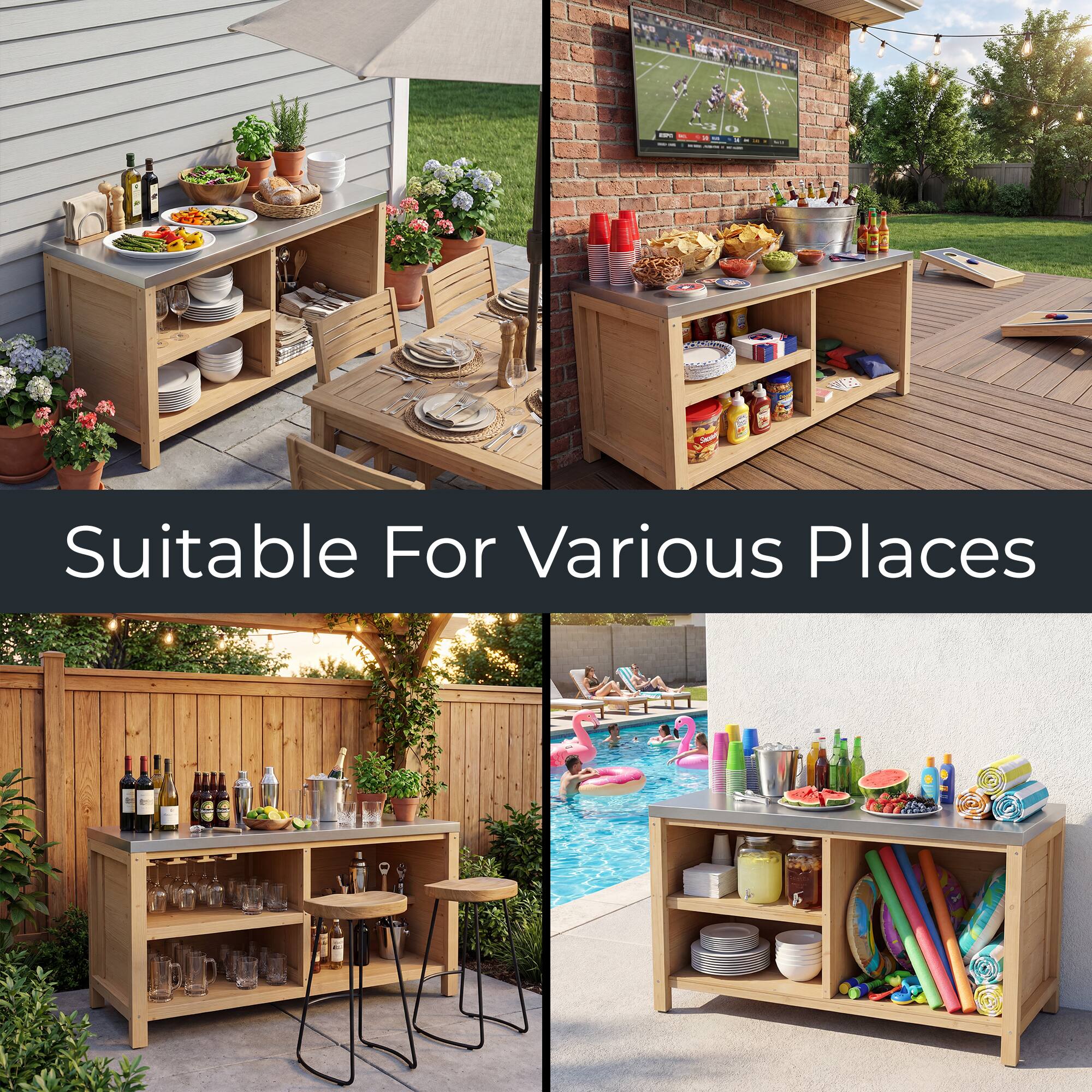 Famapy Modular Solid Cedar Outdoor Kitchen Cabinets All Weather