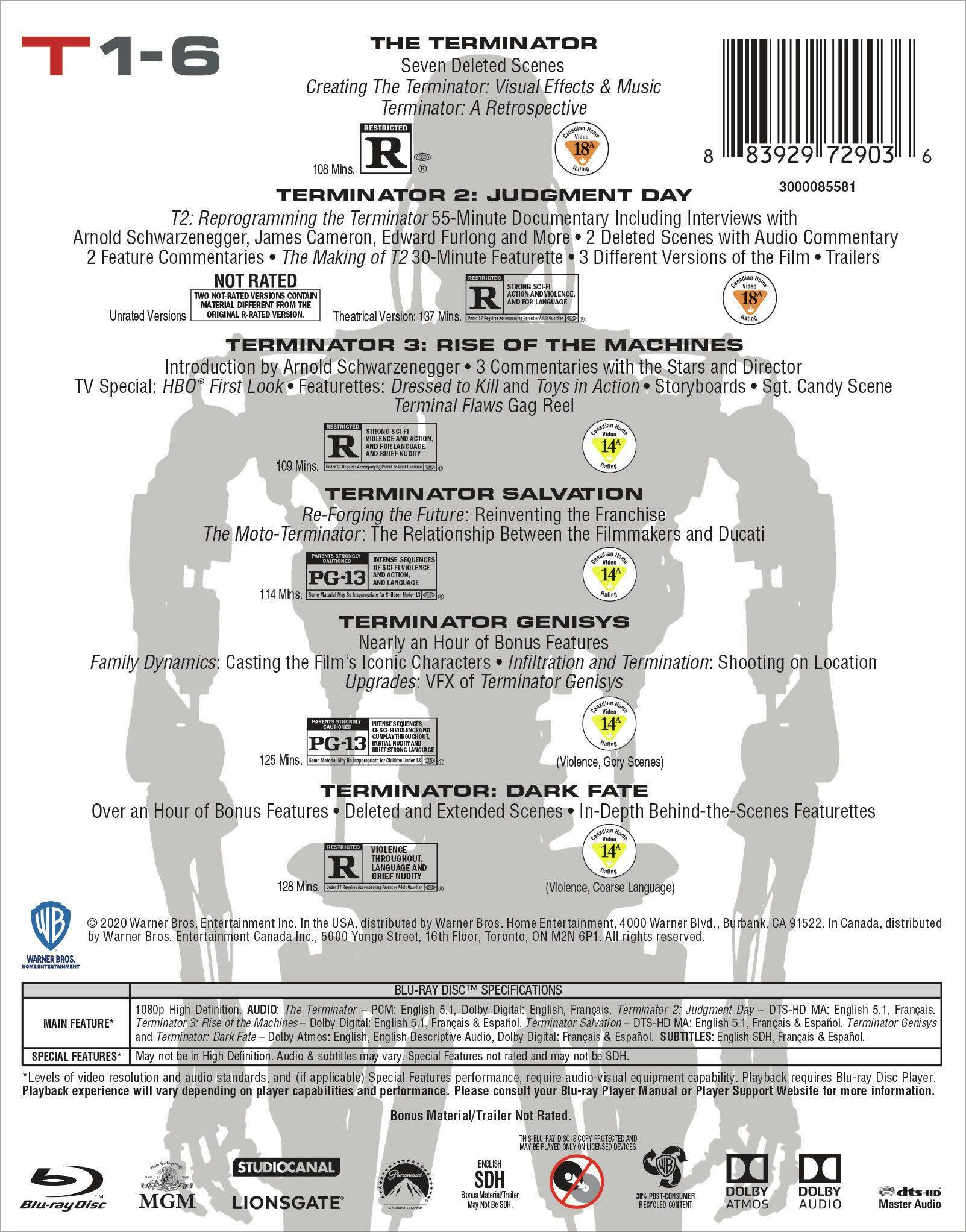 Back. Terminator 6-film Collection (Box Set) [Blu-Ray].