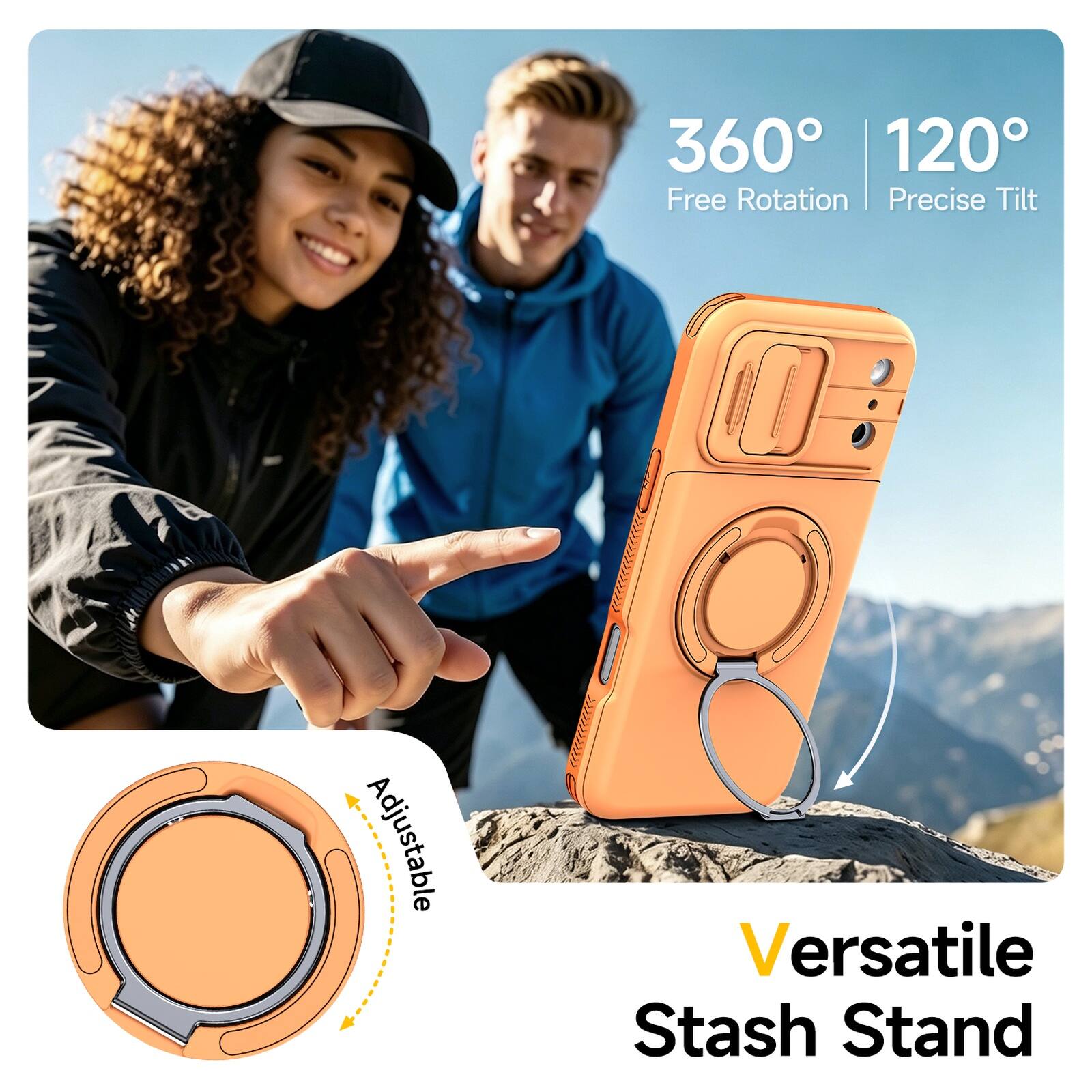 360° 120° Free Rotation | Precise Tilt  
Adjustable  
Versatile Stash Stand