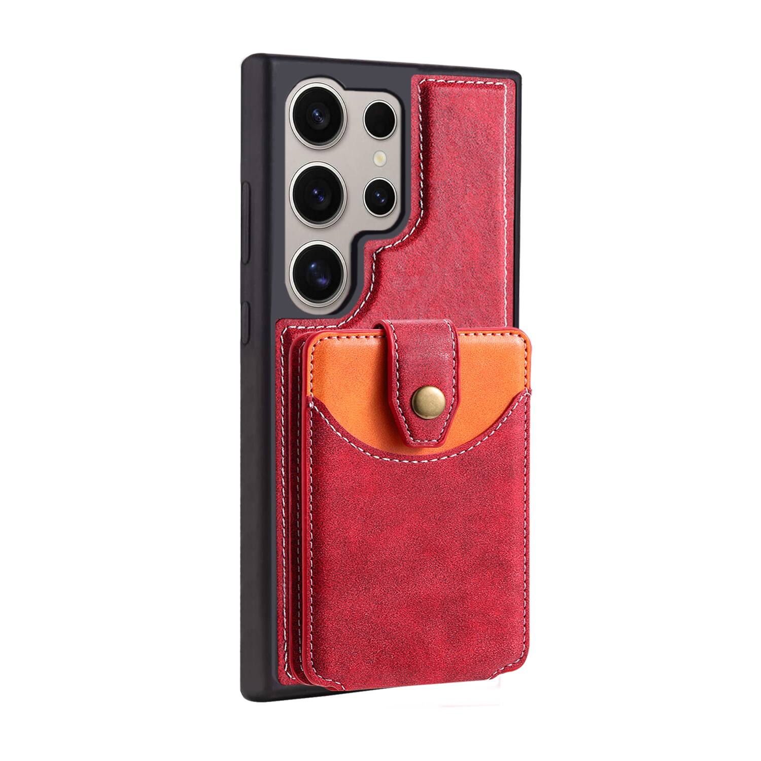 Alt View 2. Dteck - For Samsung Galaxy S25 Ultra Case,2-in-1 Magnetic Detachable PU Leather Wallet Flip Stand Card Holder TPU Inner Cover - Red.