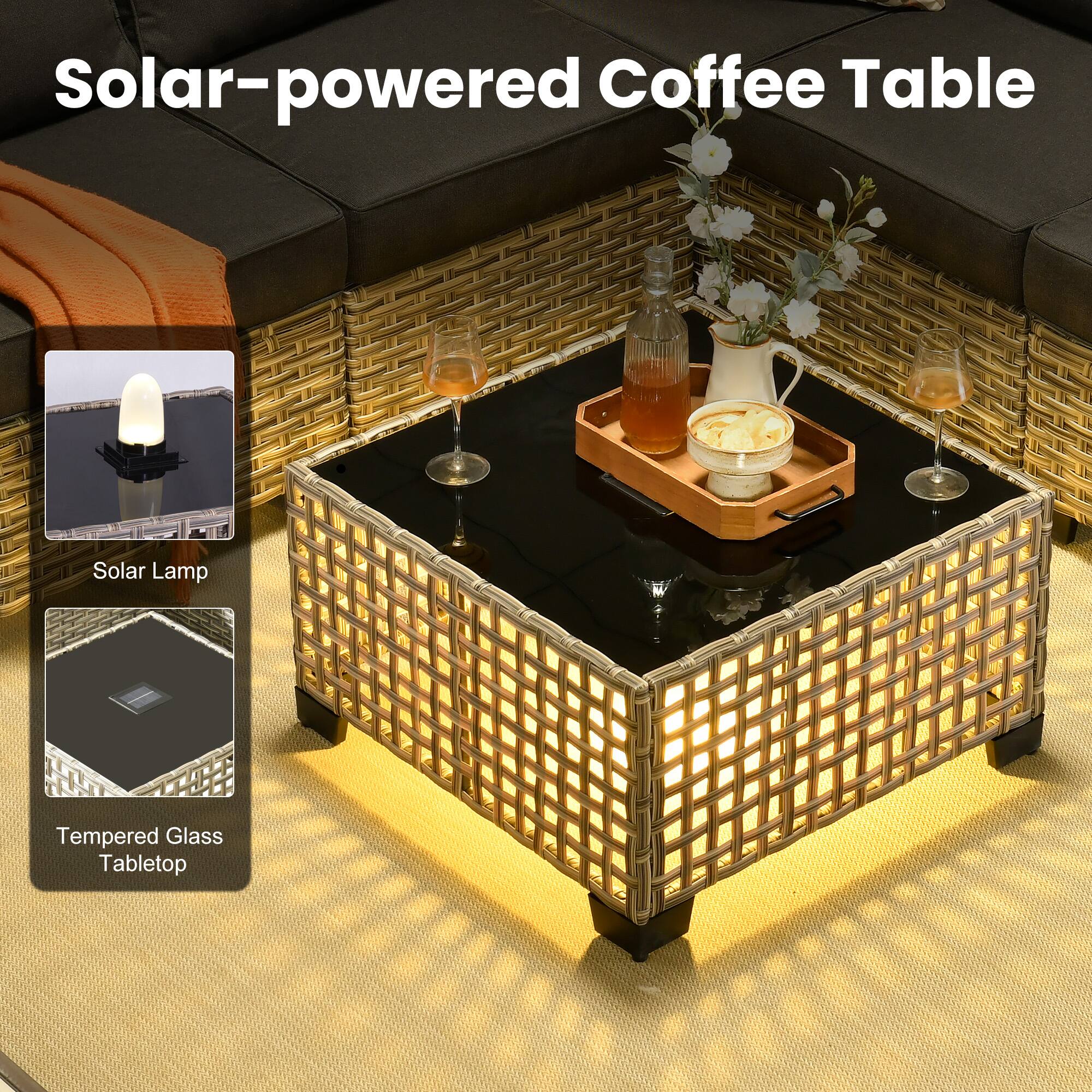 Solar-powered Coffee Table  
Solar Lamp  
Tempered Glass Tabletop