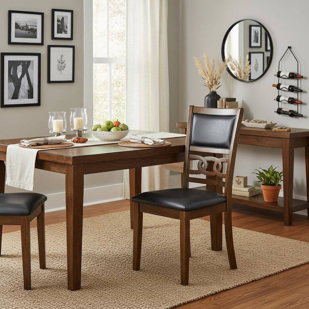 Alt View 4. FurniFact - Faux Leather Dining Chairs Set of 2 Contemporary Brown - Brown.
