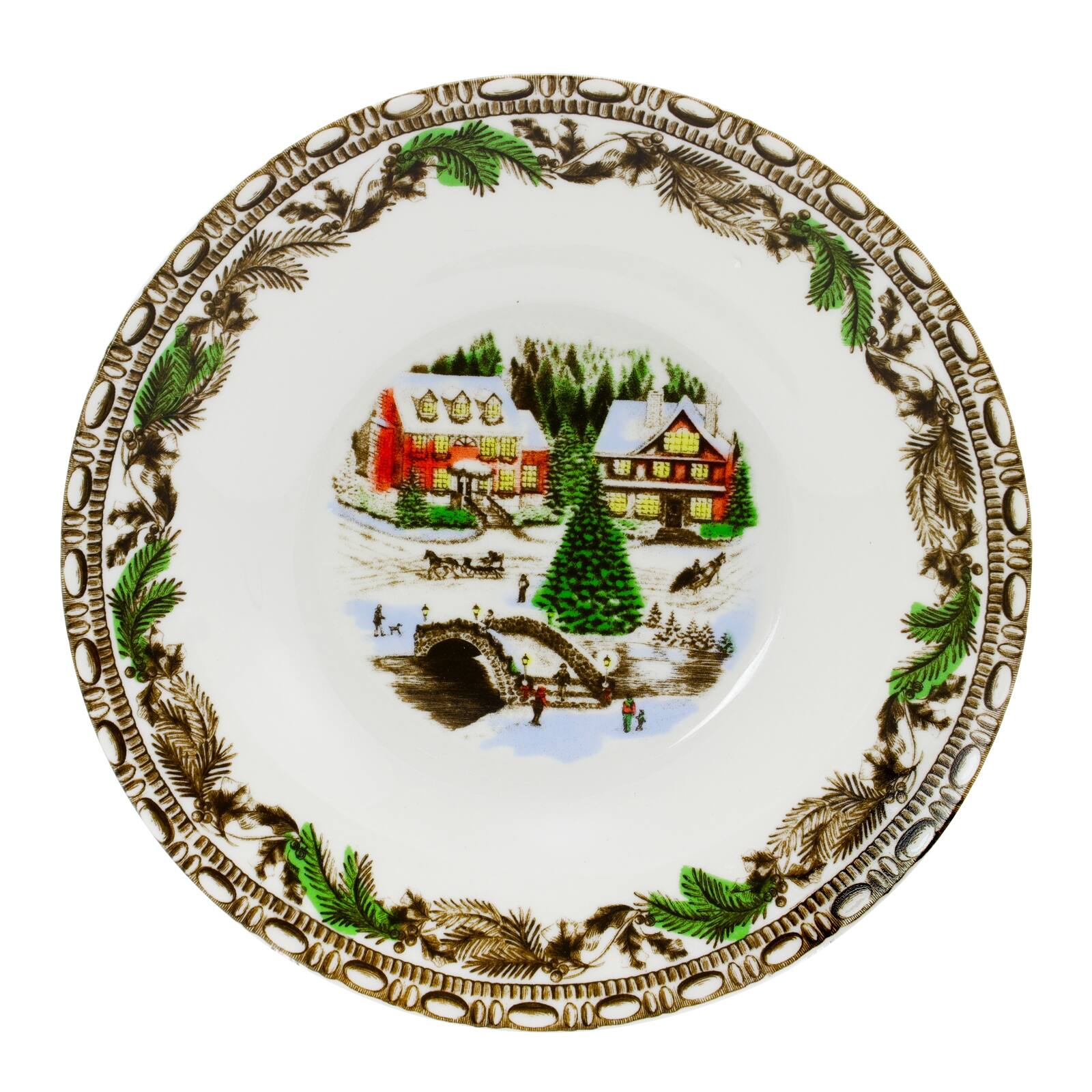 Alt View 2. Gibson - Gibson Home Christmas Toile 16 Piece Dinnerware Set - White and Multi.