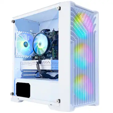 Front. Blackout Computers - Eclipse V2 - Gaming Desktop - Intel Core i7 - AMD RX 580 8GB - 16GB Memory - 1TB PCIE 3.0 SSD - Windows 11 Pro - RGB VR - Matte White.