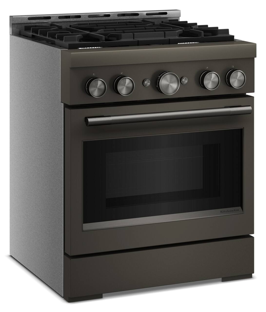Angle. KitchenAid - 4.1 Cu. Ft Commercial Gas Range with No Preheat Air Fry Mode and 4 Burner - Black Ore.
