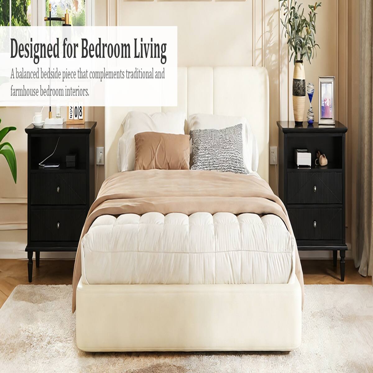 Designed for Bedroom Living  
A balanced bedside piece that complements traditional and farmhouse bedroom interiors.  
HOA 018