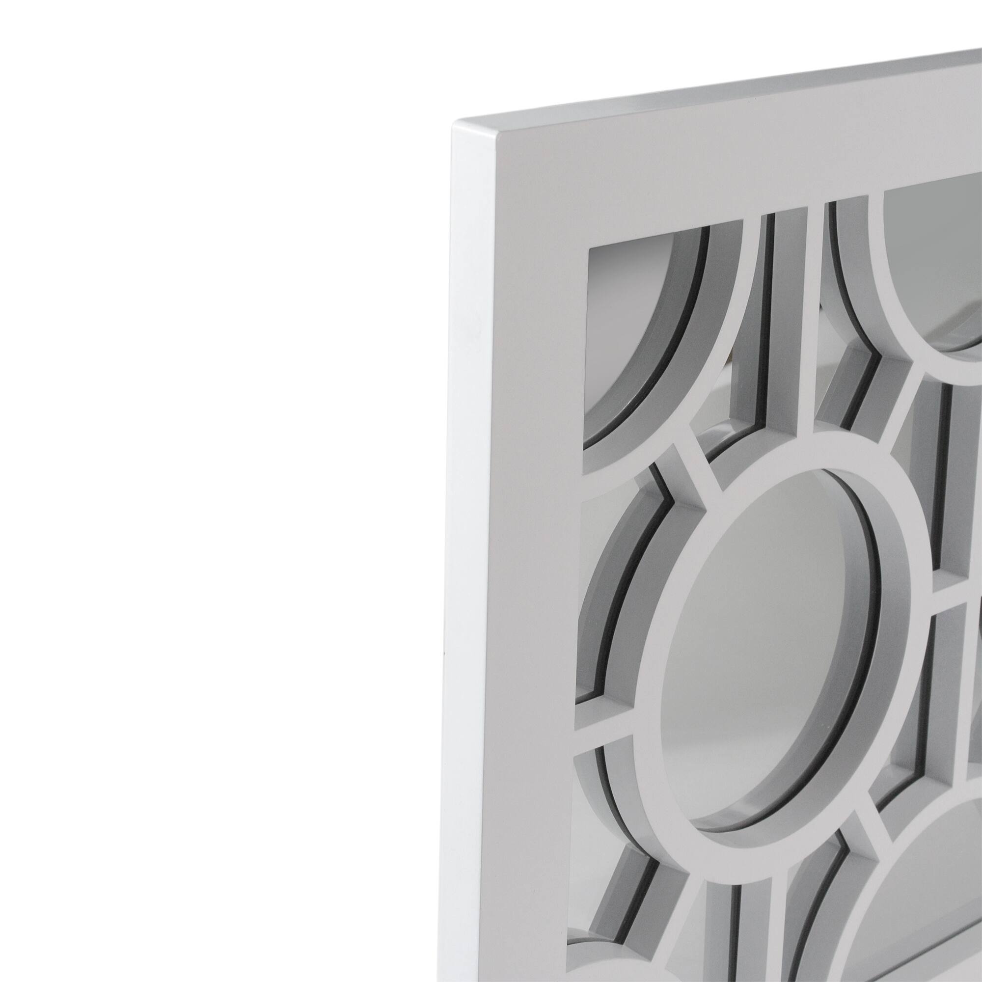 Alt View 2. Northlight - 25.25" White Framed Rectangular Geometric Mirror Wall Decor - White.