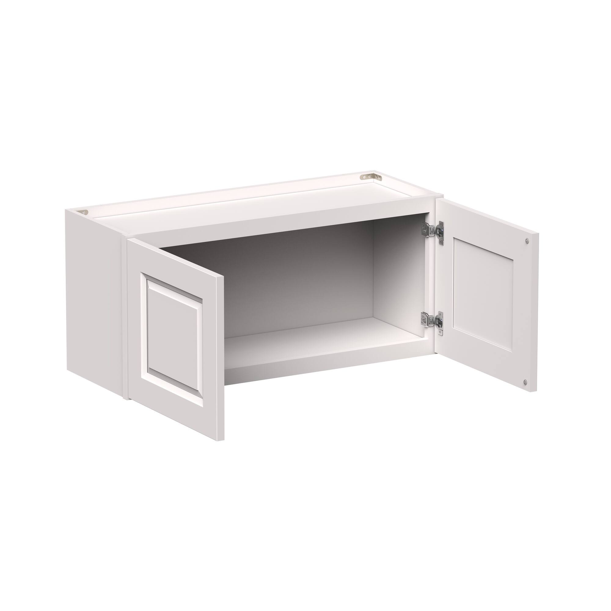 Front. Boyel Living - 33-in W x 15-in H x 12-in D Shaker RTA Kitchen Wall Cabinet with Soft-Close Doors - Glacier White.