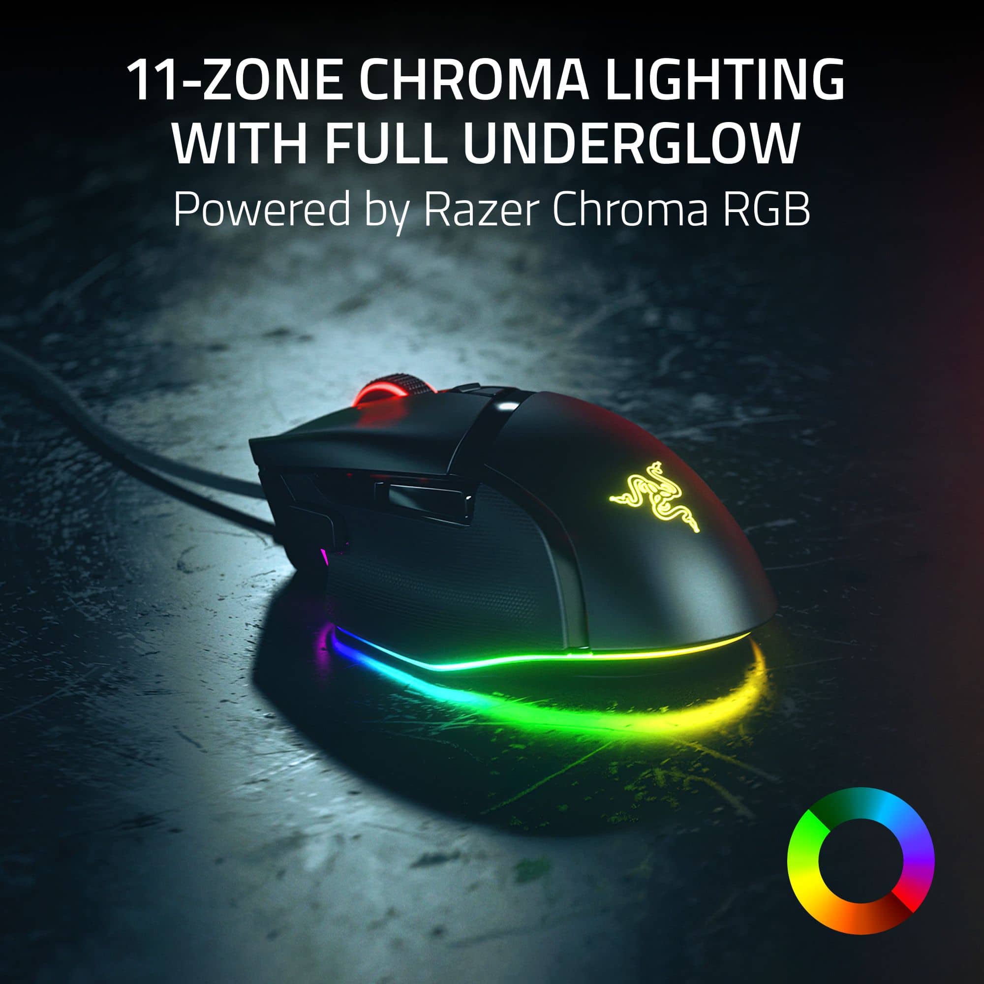 11-ZONE CHROMA LIGHTING WITH FULL UNDERGLOW Powered by Razer Chroma RGB.