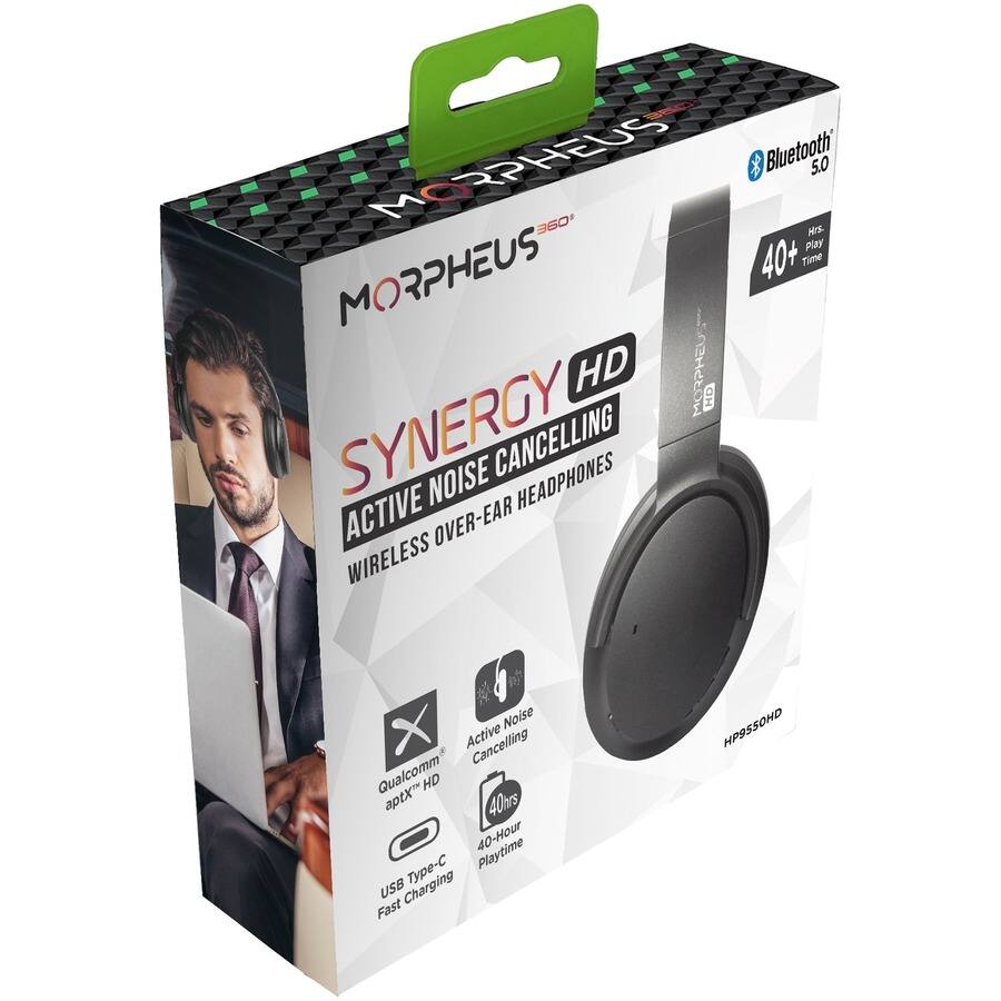 MORPHEUS 360°

SYNERGY HD ACTIVE NOISE CANCELLING WIRELESS OVER-EAR HEADPHONES

- Bluetooth 5.0
- 40+ Hours Playtime
- Qualcomm aptX HD
- USB Type-C Fast Charging
- Active Noise Cancelling
- 40+ Hours Playtime

Model: HP9550HD