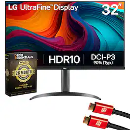 Bundle - LG - 32" UltraFine 4K UHD (3840 x 2160) Monitor + 26-Month Extended Warranty Protection - Black