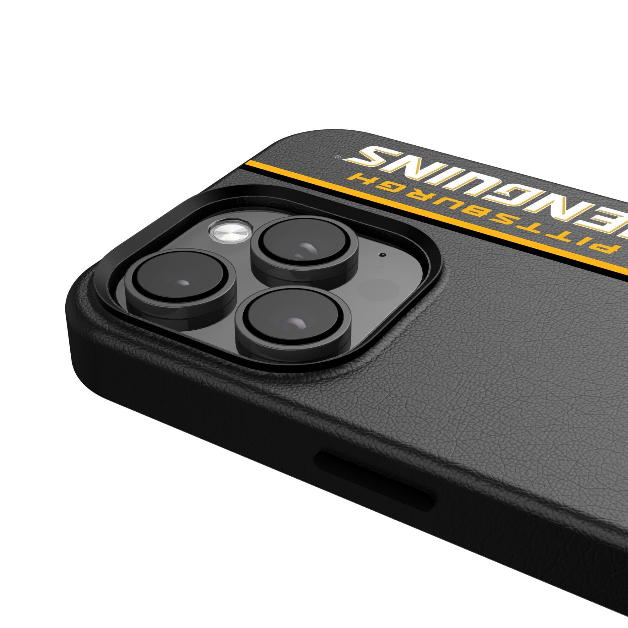 Alt View 2. Keyscaper - Black Pittsburgh Penguins Sidebar Magnetic iPhone Case - 15 - Black.