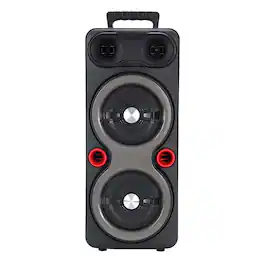 Luckbyte - Portable Outdoor Party Speaker with Dual Subwoofers LED Lights Mic FM Radio for Karaoke