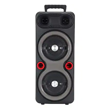 Front. Luckbyte - Portable Outdoor Party Speaker with Dual Subwoofers LED Lights Mic FM Radio for Karaoke.