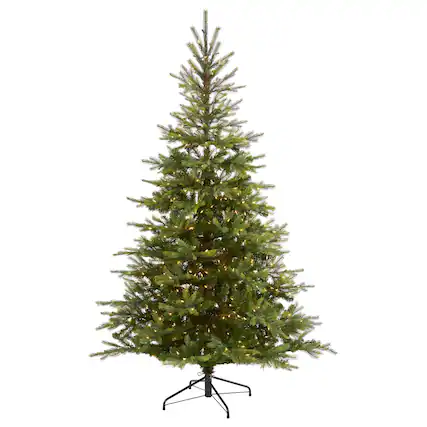 Front. BreeBe - 7’ North Carolina Spruce Xmas Tree w/450 LEDs & 931 Tips - Green.