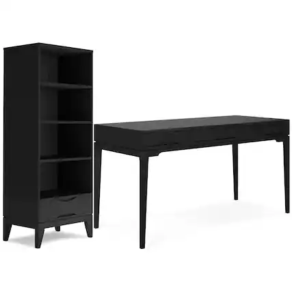 Front. Simpli Home - Harper 60 inch Desk and 24 inch Bookcase - Black.