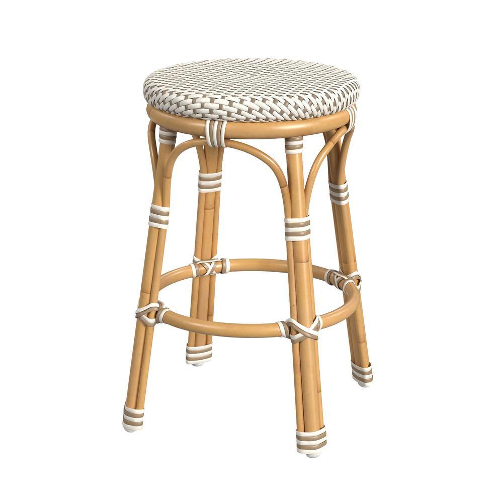 Alt View 1. Butler Specialty - Tobias 24 in. Seat Height Outdoor Rattan and Metal Backless Counter Stool - Beige And White.