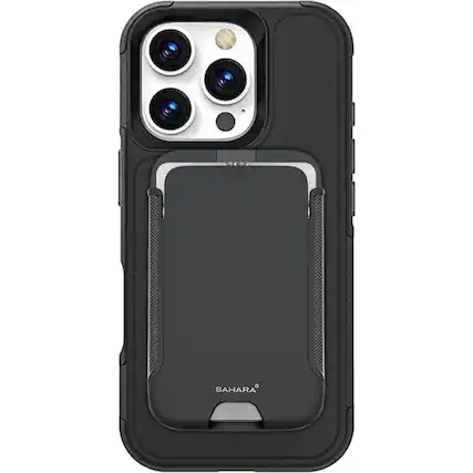 Front. SaharaCase - Raider Series Wallet Case for Apple iPhone 16 Pro - Scorpion Black.