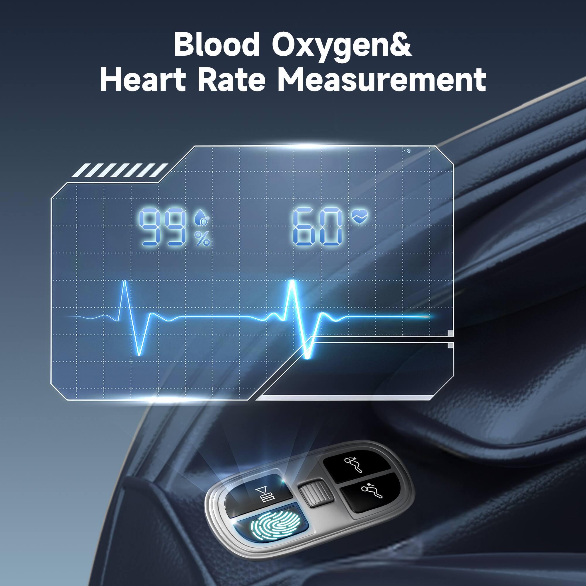 Blood Oxygen & Heart Rate Measurement  
99%  
60
