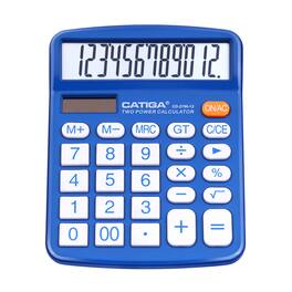 CATIGA - Desktop Calculators with Large LCD, Basic 4 Functions Calculator Dual Power Blue